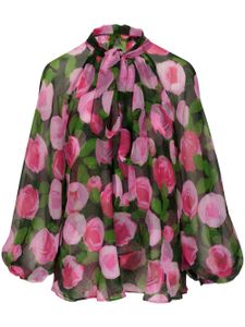 Carolina Herrera blouse en soie à col lavallière - Vert