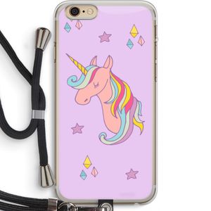 Roze eenhoorn: iPhone 6 PLUS / 6S PLUS Transparant Hoesje met koord