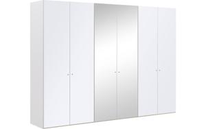 Goossens Kledingkast Easy Storage Ddk, Kledingkast 304 cm breed, 220 cm hoog, 4x glas draaideur en 2x spiegel draaideur midden