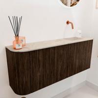Toiletmeubel Mondiaz Joya Dlux | 101.6 cm | Meubelkleur Walnut | Faye wastafel Frappe Wasbak Rechts | Zonder kraangat(en)