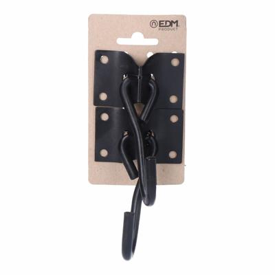 Houder EDM 85293 Zwart 70 x 45 mm Haak voor ophanging Hangmat (2 Stuks)