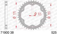 AFAM Chain wheel 525 38z steel black