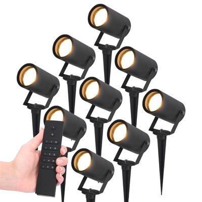 Set van 9 LED Prikspots Spikey - 2700K - zwart - IP65 - Incl. dimmer met afstandsbediening