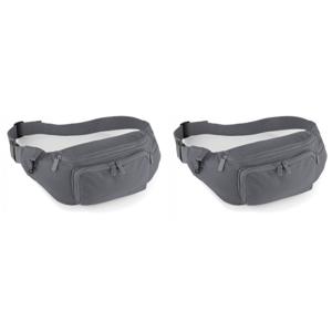 2x stuks heuptasje/buideltasje voor volwassenen - 37 x 15 cm - grijs- fanny pack - voor op reis