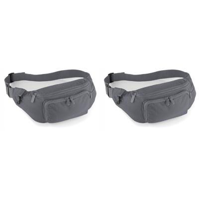 2x stuks heuptasje/buideltasje voor volwassenen - 37 x 15 cm - grijs- fanny pack - voor op reis