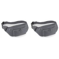 2x stuks heuptasje/buideltasje voor volwassenen - 37 x 15 cm - grijs- fanny pack - voor op reis 2x stuks heuptasje/buideltasje voor volwassenen - 37 x 15 cm - grijs- fanny pack - voor op reis
