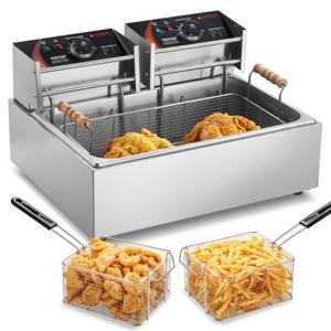 VEVOR Commerciële Elektrische Friteuse 2500W 12L RVS Upgrade 200°C