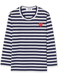 Comme Des Garçons Play Kids t-shirt rayé à patch logo - Bleu