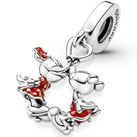 Pandora Disney 790075C01 Hangbedel Mickey and Minnie Kissing zilver-emaille rood - thumbnail