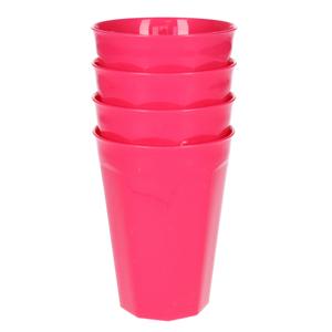 Verjaardag/kinder/camping drink bekers - 4x stuks - 300 ML - roze - kunststof - onbreekbaar