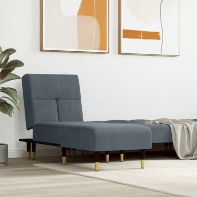 Chaise longue fluweel donkergrijs