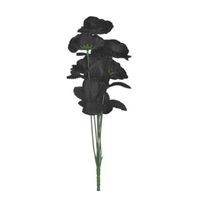 Halloween Bosje met 6 zwarte rozen halloween decoratie 37 cm - Verkleedattributen