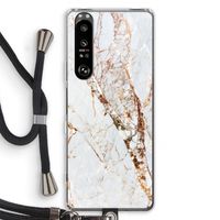 Goud marmer: Sony Xperia 1 III Transparant Hoesje met koord