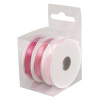 3x Rollen satijnlint kleurenmix roze rol 10 cm x 6 meter cadeaulint verpakkingsmateriaal - Cadeaulinten - thumbnail