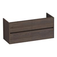 Brauer Adore - Onderkast - 120 cm - met 4 Softclose Lades Greeploos en 2 Sifon Uitsparingen - Lamellen Eiken Zwart