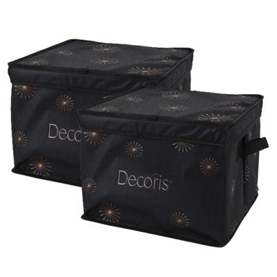 Kerstballen opbergbox - 2x - zwart- 41 x 31 x 32 cm - opvouwbaar - polyester