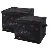 Kerstballen opbergbox - 2x - zwart- 41 x 31 x 32 cm - opvouwbaar - polyester