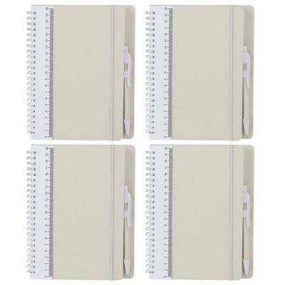 Notitieboekje / opschrijfboekje A5 - 4x - wit - Harde kaft - 18 x 21 cm - 70 pagina's - met liniaal