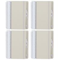 Notitieboekje / opschrijfboekje A5 - 4x - wit - Harde kaft - 18 x 21 cm - 70 pagina's - met liniaal