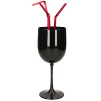 Onbreekbaar wijnglas zwart kunststof 48 cl/480 ml - Wijnglazen - thumbnail