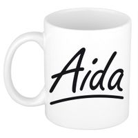 Naam cadeau mok / beker Aida met sierlijke letters 300 ml