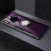 Voor Huawei mate 30 Pro shock proof TPU + acryl beschermende case met metalen ring houder (zilver zwart)