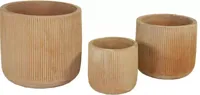 Mega Collections Bloempot Whitewash Terracotta - Ø37 x H36 cm - Met Verticale Ribbelstructuur