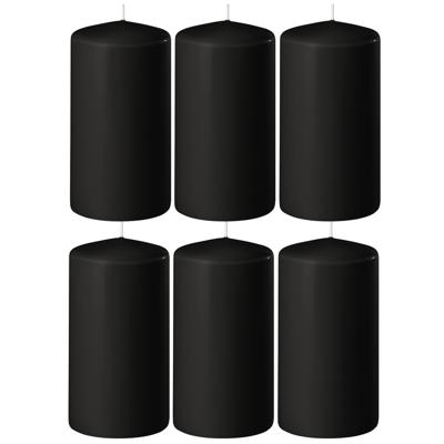 Enlightening Candles Cilinder/stompkaars - 8x - zwart - D6 x H15 cm - 58 branduur