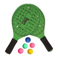 Atosa sports Beachball set - hout - groen - strand sport speelset - met 5x balletjes