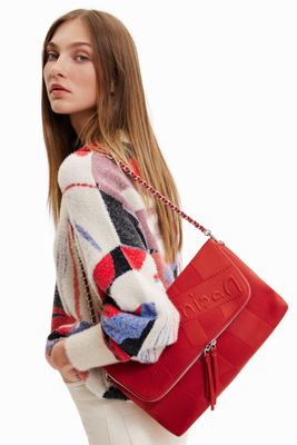 Grote schoudertas met texturen - RED - U