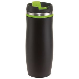 Thermosbeker/warmhoudbeker zwart/groen 400 ml   -