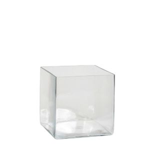 Lage vaas/accubak transparant glas vierkant 20 cm