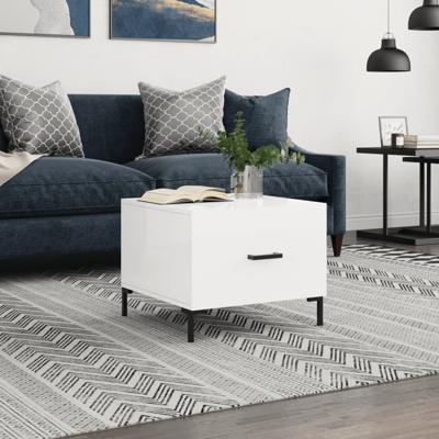 Salontafel 50x50x40 cm bewerkt hout hoogglans wit