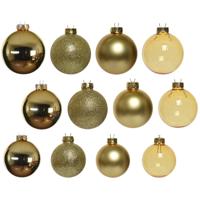 Decoris kerstballen - 42x - goud - glas - 5-6-7 cm - mat/glans/glitter - kerstversiering