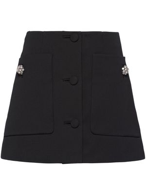 Prada jupe en laine à ornements en cristal - Noir