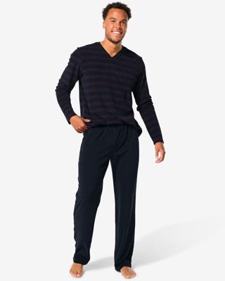 HEMA Heren Pyjama Terry Strepen Donkerblauw (donkerblauw)