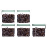 Voedselcontainer strooibus - 5x - mintgroen - 1000 ml - kunststof - 15 x 8 x 14 cm - voorraadpot