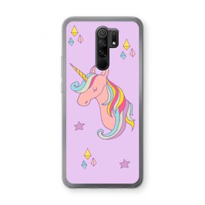Roze eenhoorn: Xiaomi Redmi 9 Transparant Hoesje