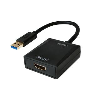 LogiLink UA0233 USB / HDMI Adapter [1x USB 3.2 Gen 1 stekker A (USB 3.0) - 1x HDMI-bus] Zwart 10.00 cm