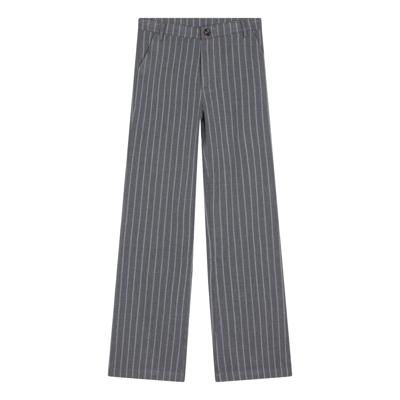 Indian Blue Jeans Meisjes pantalon broek wide fit krijtstreep - Steen grijs