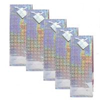 Flessen kado verpakking - 5x - metallic zilver - 33 x 10 cm - Wijnfles/champagne fles inpakken