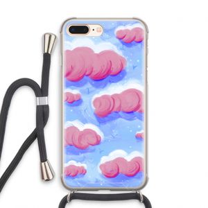 Roze wolken met vogels: iPhone 8 Plus Transparant Hoesje met koord