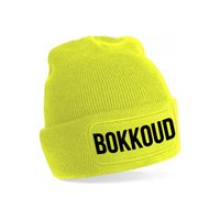 Bokkoud muts - unisex - one size - geel - apres-ski muts - thumbnail