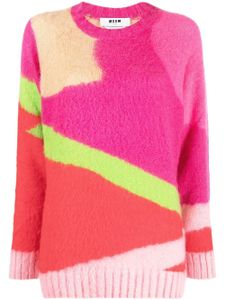 MSGM pull à design colour block - Rose