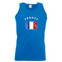 Mouwlose shirts met vlag van Frankrijk heren - thumbnail