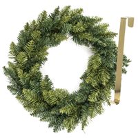 Kerstkrans/dennenkrans - groen - incl. hanger 29,5 cm - D40 cm - kunststof