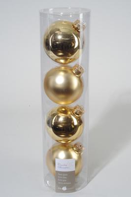 4 kerstballen licht goud glans-mat 100 mm - Ksd