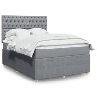 Boxspring met matras stof lichtgrijs 140x190 cm