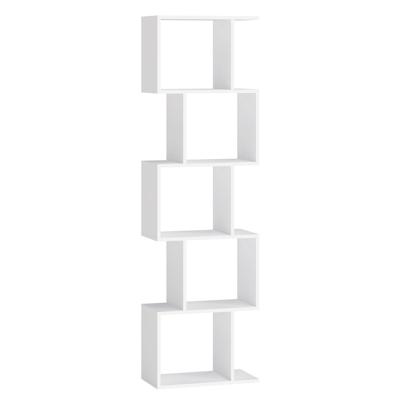 Vrijstaande boekenkast met meerdere niveaus en open opbergruimte, Mat Wit / 5 niveaus (40B cm)