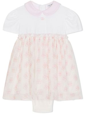 Dolce & Gabbana Kids robe en tulle à logo DG - Blanc
